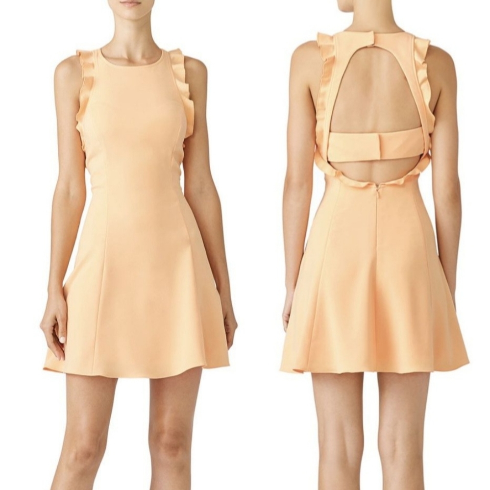 Jay Godfrey Ellaria Ruffle Open Back Dress Orange Sherbert Size 12 Party…